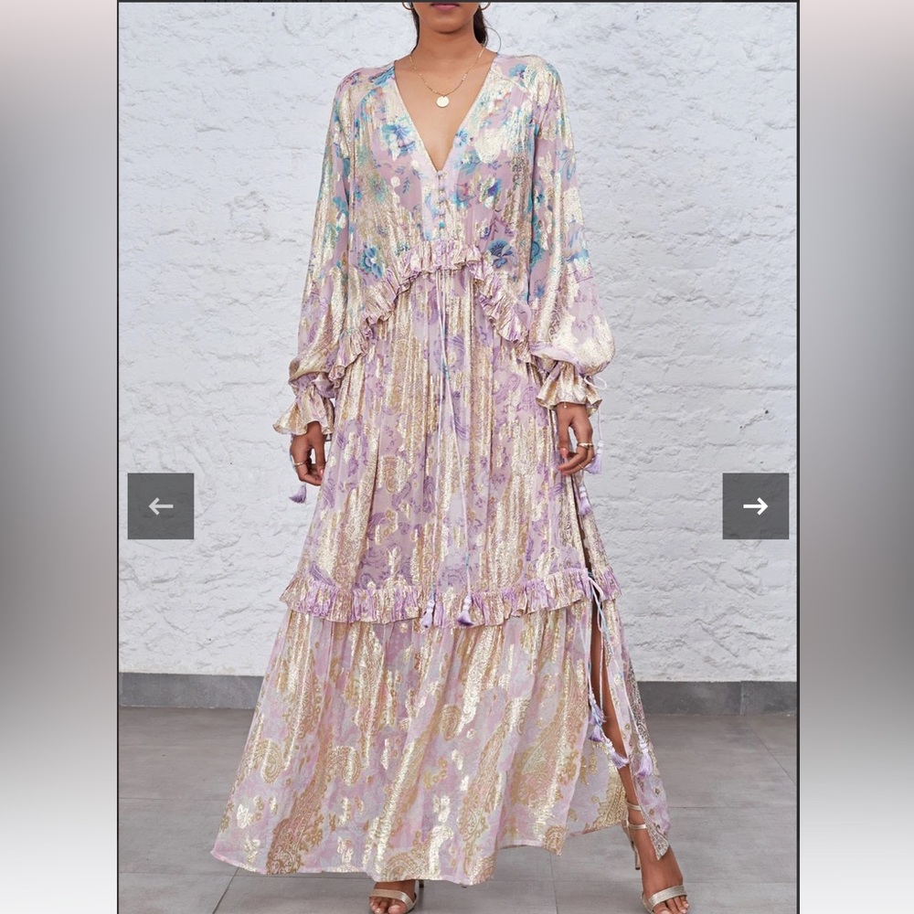 Hemant and Nandita Sahar Kaftan Dress in Pastel Multi Size XS
